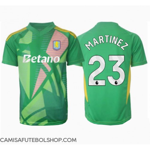 Camisa de time de futebol Aston Villa Emiliano Martinez #23 Goleiro Replicas 1º Equipamento 2024-25 Manga Curta